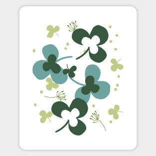 Happy Green Clover Leaves Silhouette Art III Sticker